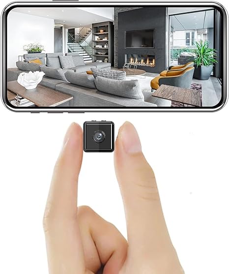 Mini draadloze 1080P Full HD WiFi beveiligingscamera voor thuis, met compact design.