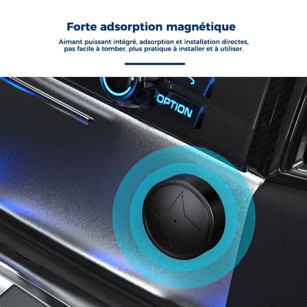 Verpakking van de mini GPS tracker, met nadruk op beveiliging, real-time volgen en diefstalpreventie.