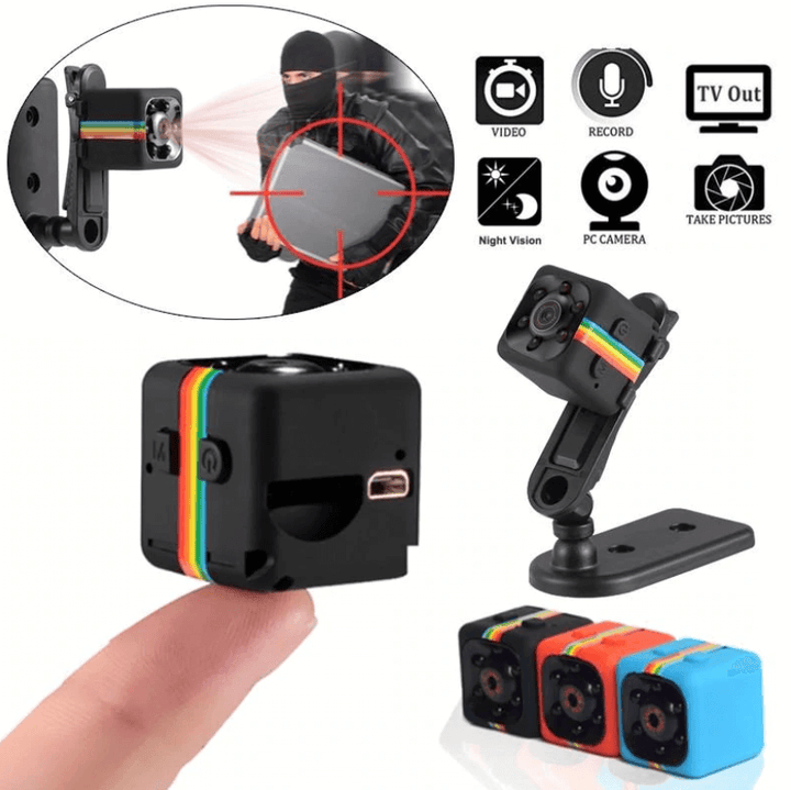 Compacte mini bewakingscamera met 1080p HD en nachtzicht voor discrete opnames overdag en 's nachts.