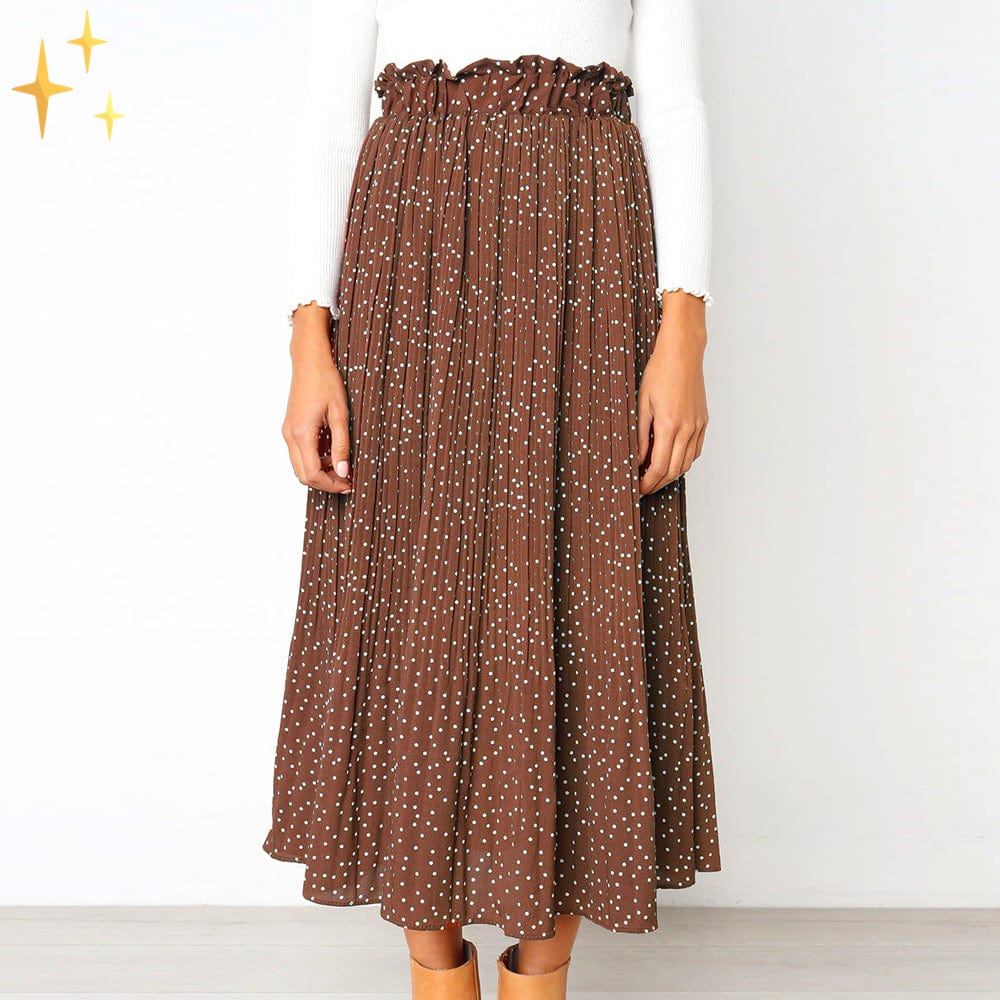 Dames wijde midi-rok met stippen