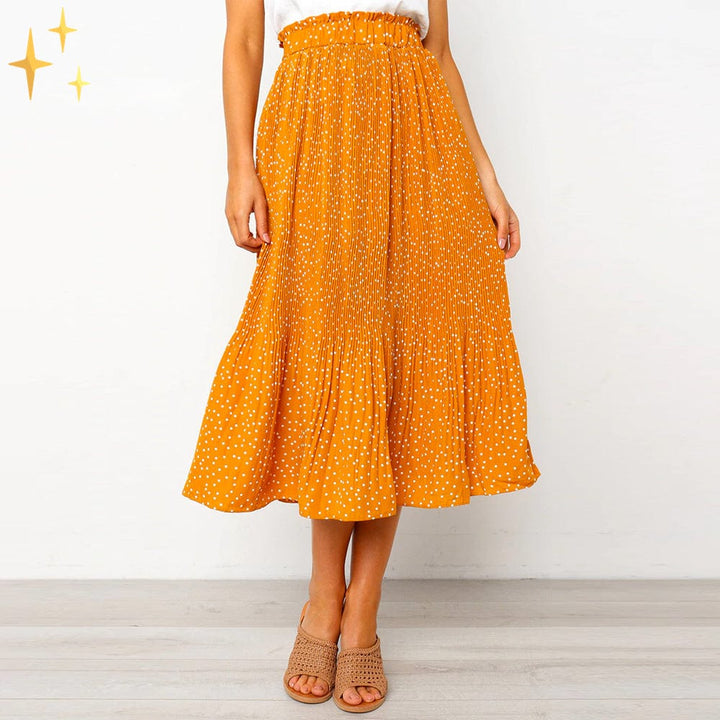 Dames wijde midi-rok met stippen