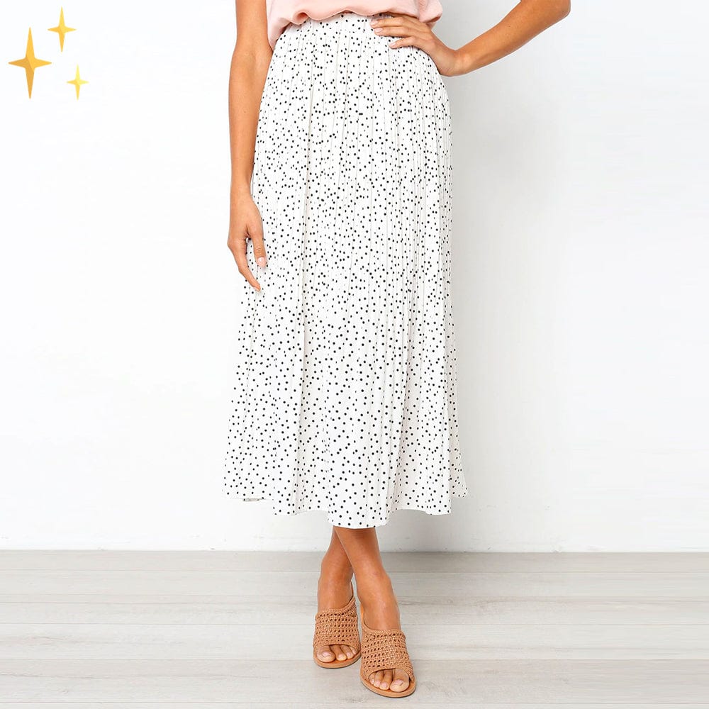Dames wijde midi-rok met stippen