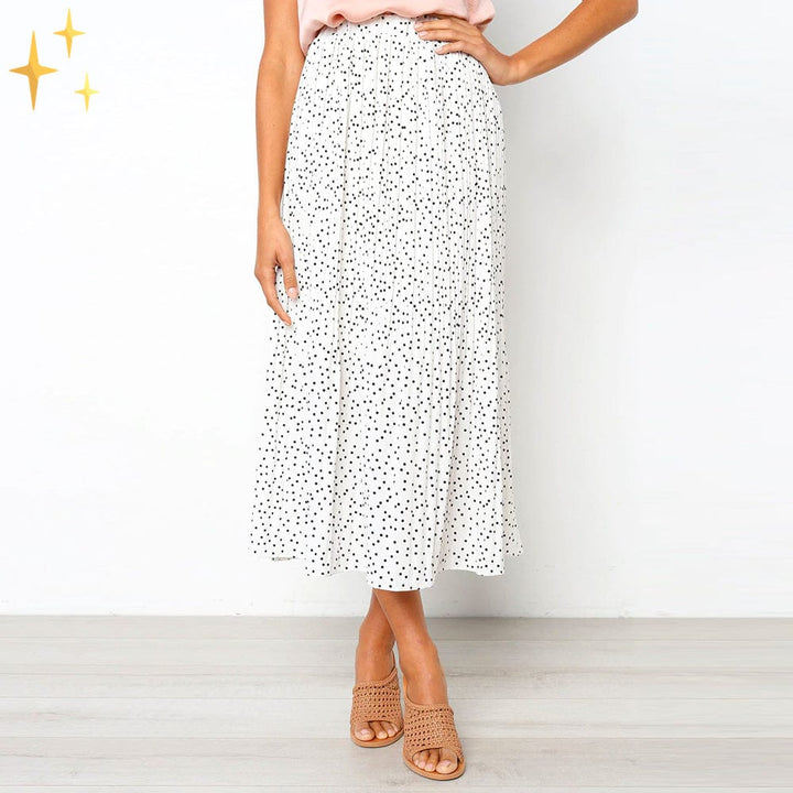 Dames wijde midi-rok met stippen
