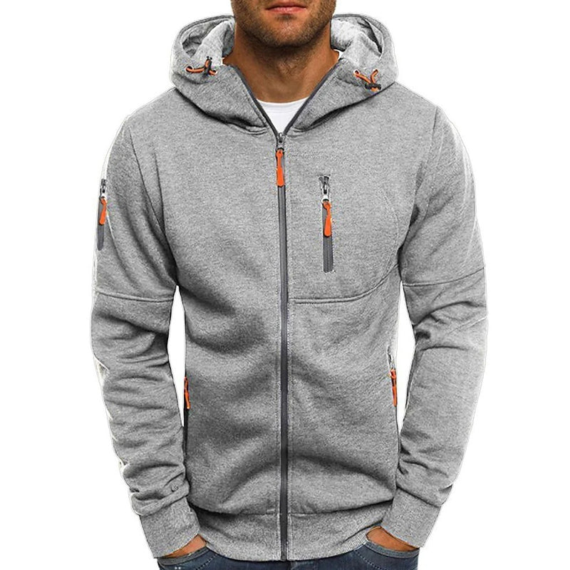Modieus sweatshirt-jack met capuchon, gemaakt van ademende stof, in een casual stijl met een eenvoudige ritssluiting