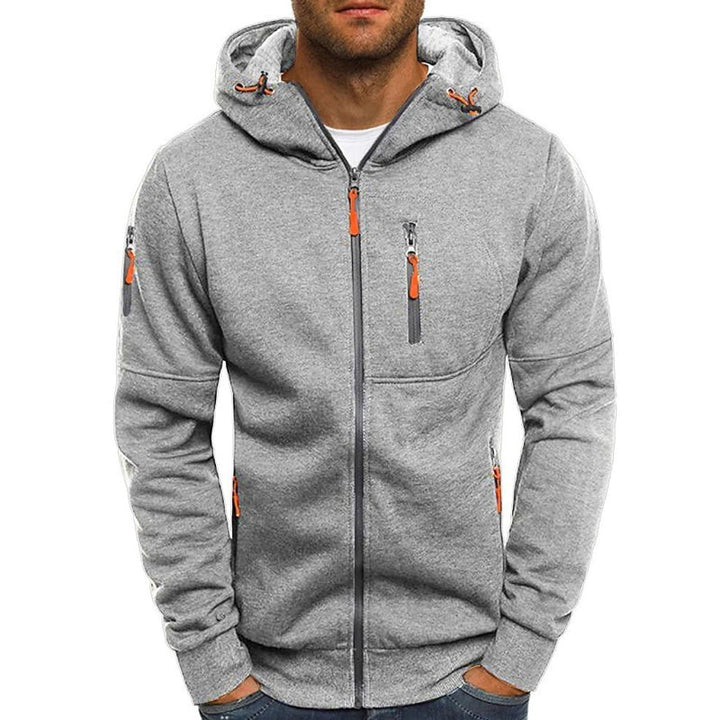 Modieus sweatshirt-jack met capuchon, gemaakt van ademende stof, in een casual stijl met een eenvoudige ritssluiting