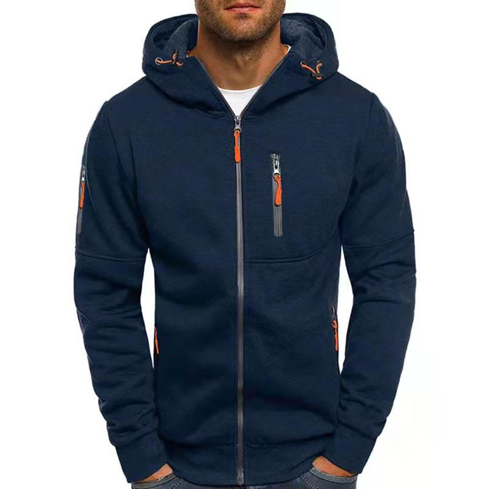 Modieus sweatshirt-jack met capuchon, gemaakt van ademende stof, in een casual stijl met een eenvoudige ritssluiting