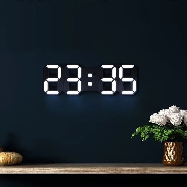Moderne 3D LED wandklok, dimbaar, minimalistisch design, veelzijdig voor woonkamer, kantoor en slaapkamer