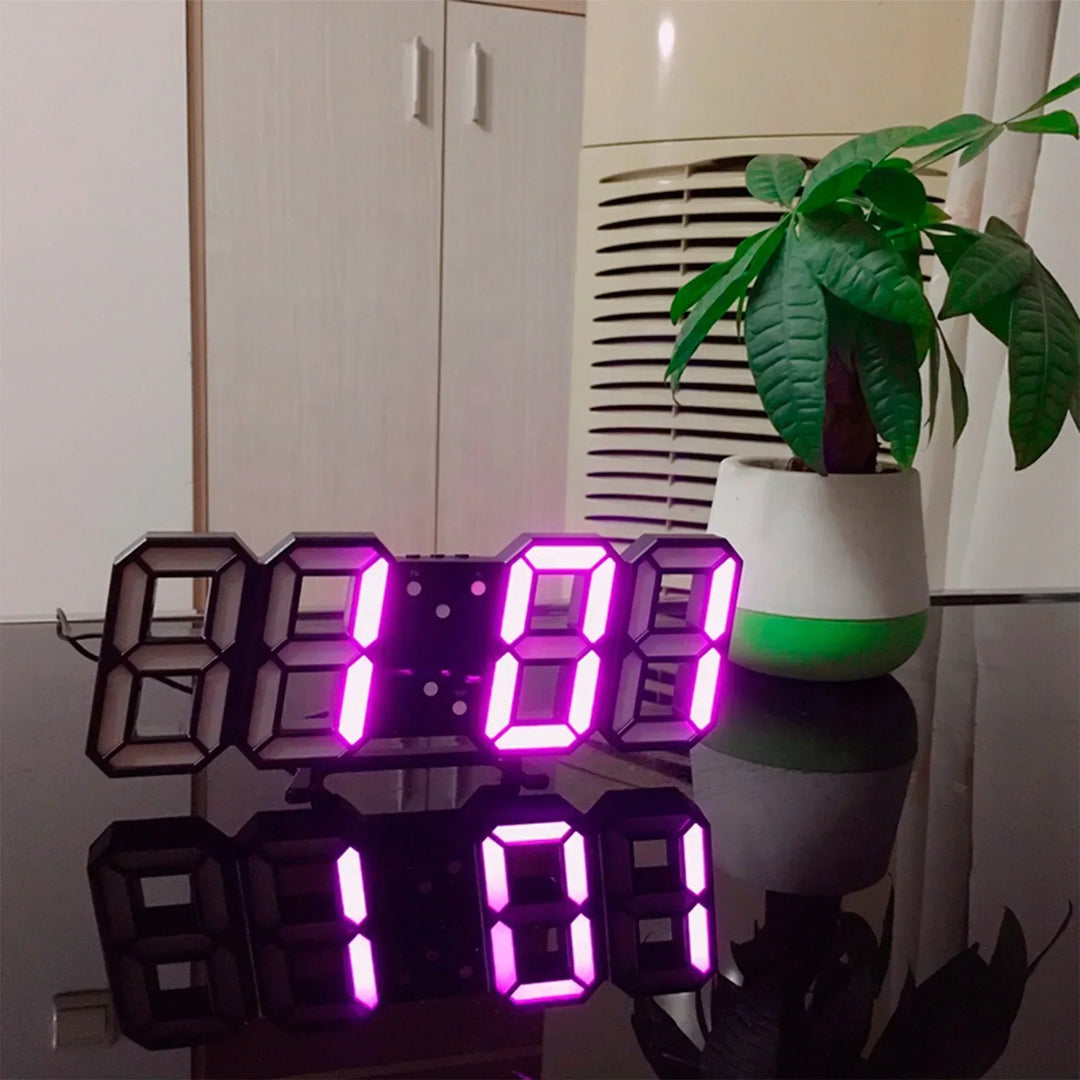 Moderne 3D LED wandklok, dimbaar, minimalistisch design, veelzijdig voor woonkamer, kantoor en slaapkamer
