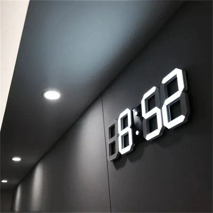 Moderne 3D LED wandklok, dimbaar, minimalistisch design, veelzijdig voor woonkamer, kantoor en slaapkamer