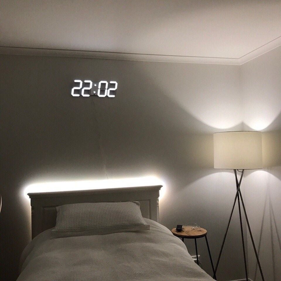 Moderne 3D LED wandklok, dimbaar, minimalistisch design, veelzijdig voor woonkamer, kantoor en slaapkamer