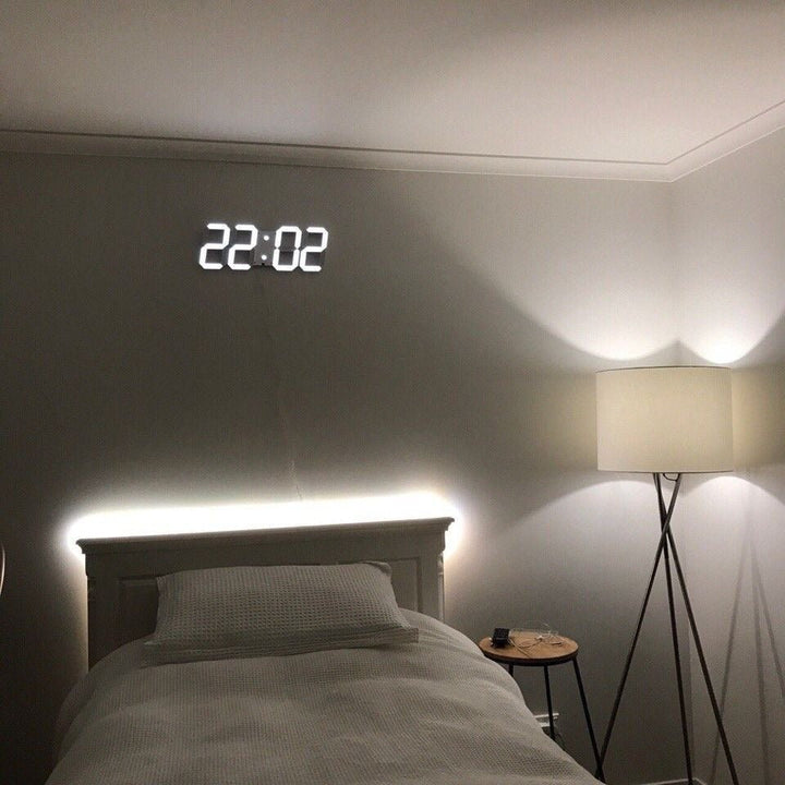 Moderne 3D LED wandklok, dimbaar, minimalistisch design, veelzijdig voor woonkamer, kantoor en slaapkamer