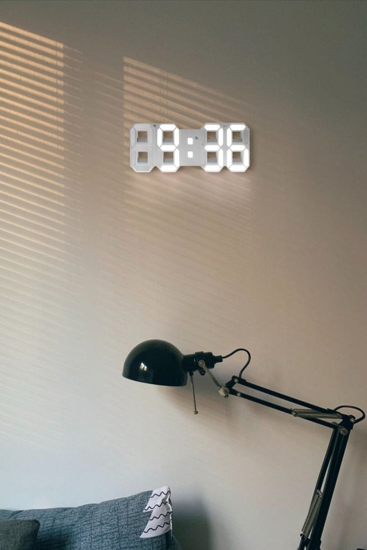 Moderne 3D LED wandklok, dimbaar, minimalistisch design, veelzijdig voor woonkamer, kantoor en slaapkamer