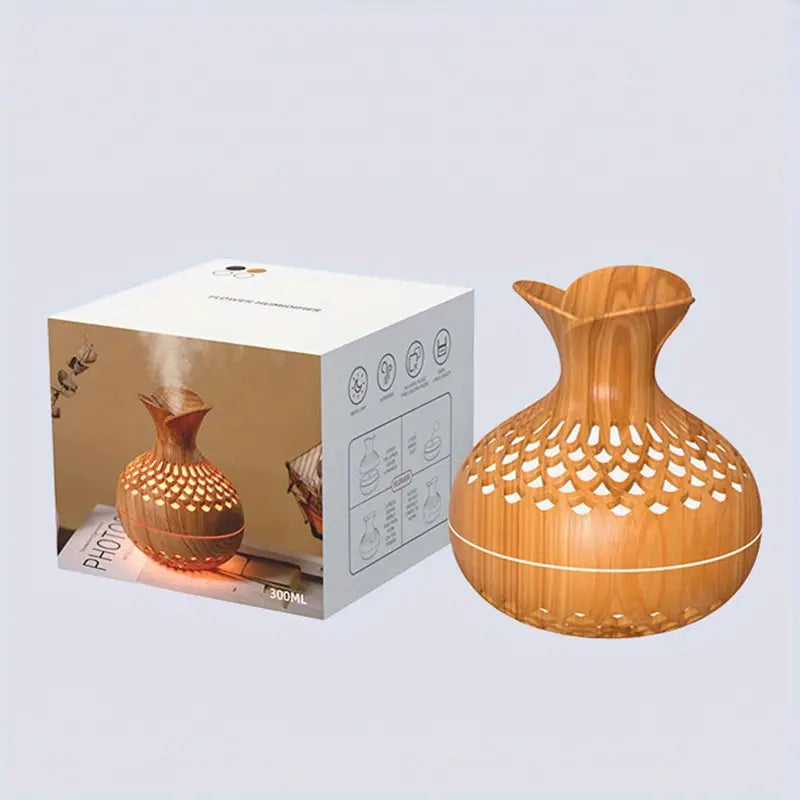 Chique AromaBloom aromatherapie diffuser met geïntegreerde sfeerverlichting; verrijkt elke ruimte thuis.