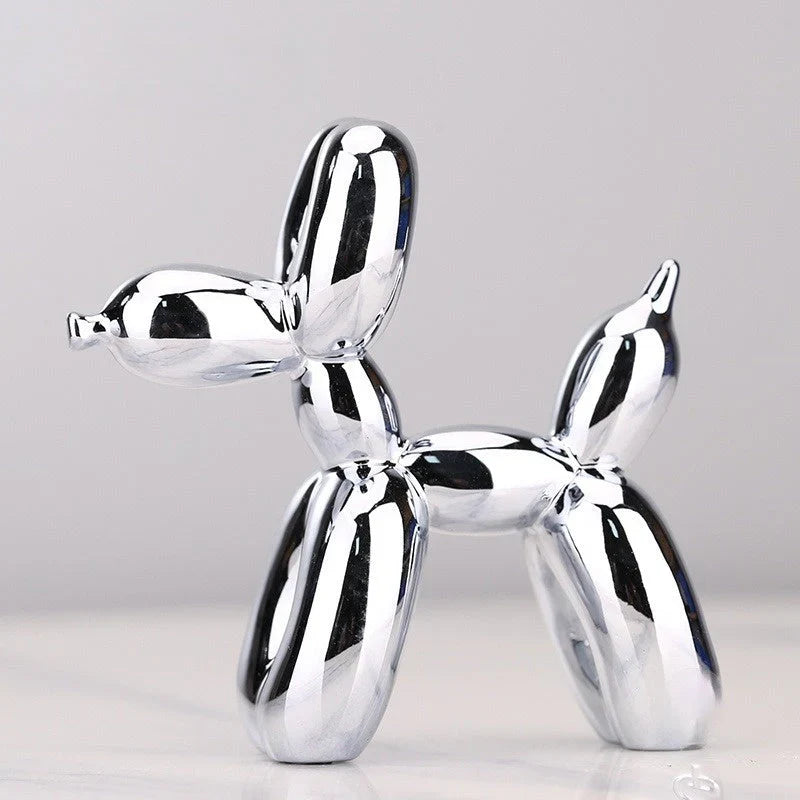 Moderne ballon dier sculptuur: glanzend reflecterend oppervlak, creatieve woondecoratie, speelse elegantie