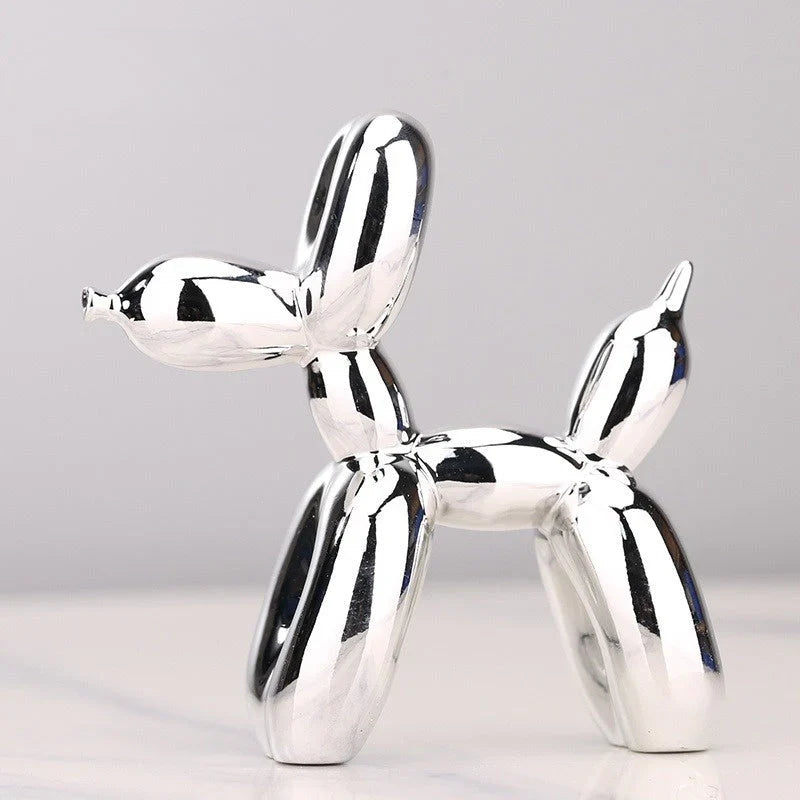 Moderne ballon dier sculptuur: glanzend reflecterend oppervlak, creatieve woondecoratie, speelse elegantie