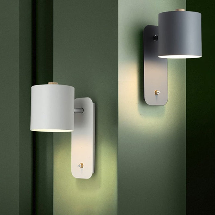Moderne LED wandlamp in grijs met schakelaar, elegant design voor stijlvolle binnenverlichting