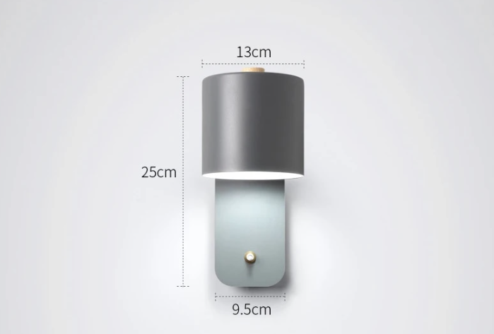 Moderne grijze LED wandlamp met schakelaar, elegant design voor stijlvolle binnenverlichting