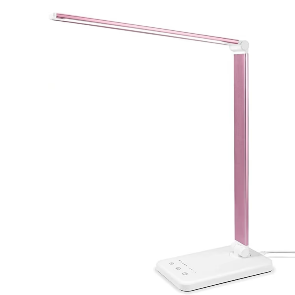 Stijlvolle LED bureaulamp BrightEase met geïntegreerde USB laadpoort, perfect voor moderne werkplekken.