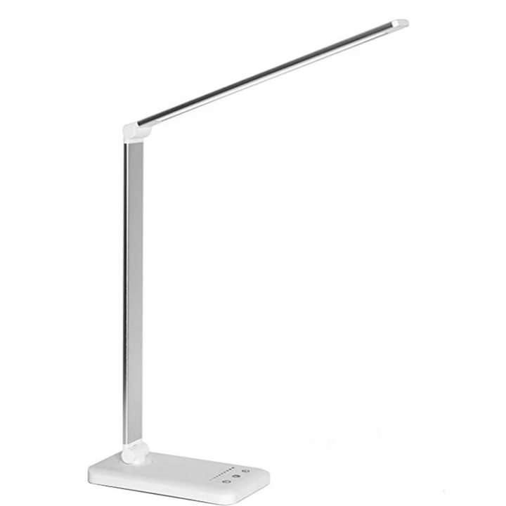 Compacte moderne bureaulamp BrightEase, dimbaar, flexibele hals, ideaal voor lees- of werkverlichting.