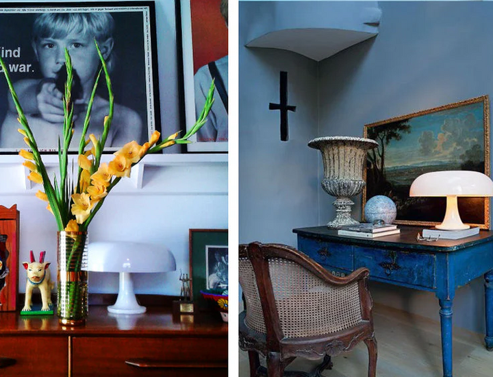 Moderne LED paddenstoel tafellamp, minimalistisch, energiebesparend, ideaal voor woon- en slaapkamer met zacht, warm licht.