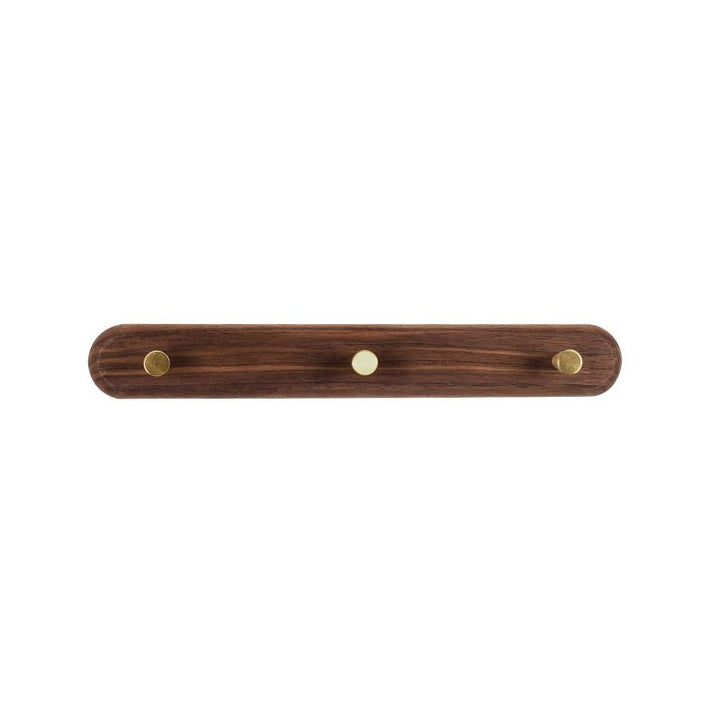Elegante houten wandkapstok met glanzende messing haken. Verbetert uw interieur en biedt praktische opbergruimte.