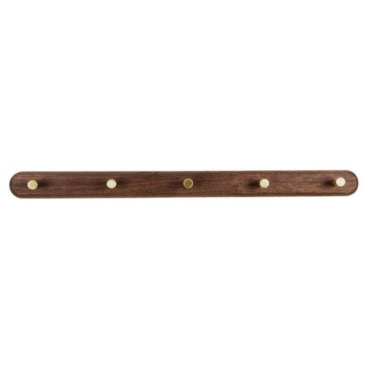 Duurzame houten wandkapstok met moderne messing haken. Een functioneel en esthetisch design voor uw woning.