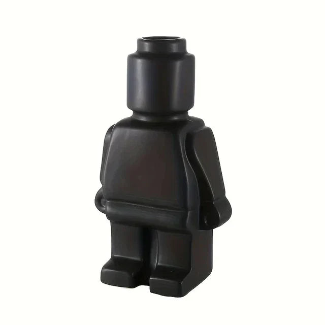 Moderne witte keramische Lego vaas, minimalistisch, ideaal voor stijlvolle woning en kantoor decoratie, creatieve touch, duurzaam.
