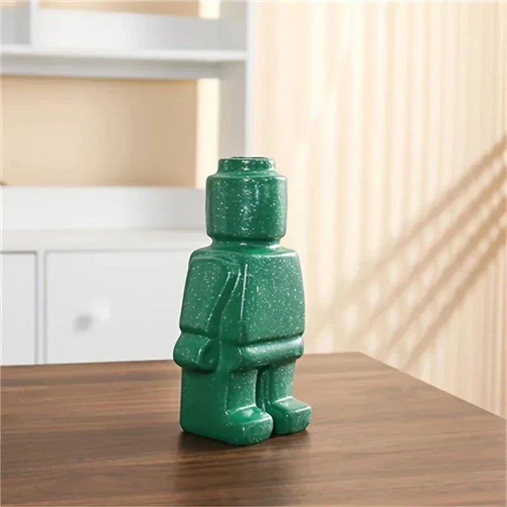 Moderne witte keramische Lego vaas, minimalistisch, ideaal voor stijlvolle woning en kantoor decoratie, creatieve touch, duurzaam.