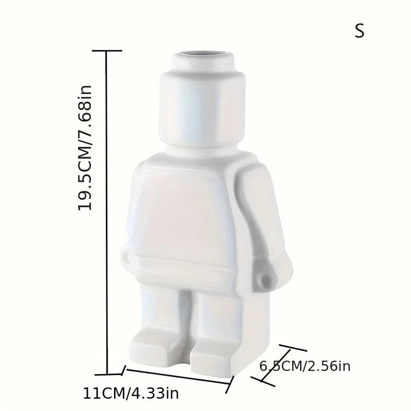 Moderne witte keramische Lego vaas, minimalistisch, ideaal voor stijlvolle woning en kantoor decoratie, creatieve touch, duurzaam.