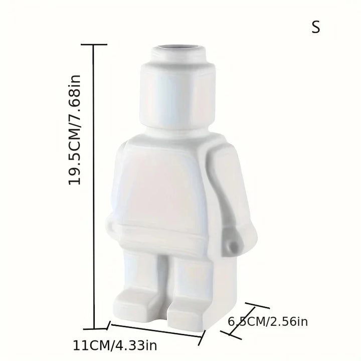 Moderne witte keramische Lego vaas, minimalistisch, ideaal voor stijlvolle woning en kantoor decoratie, creatieve touch, duurzaam.