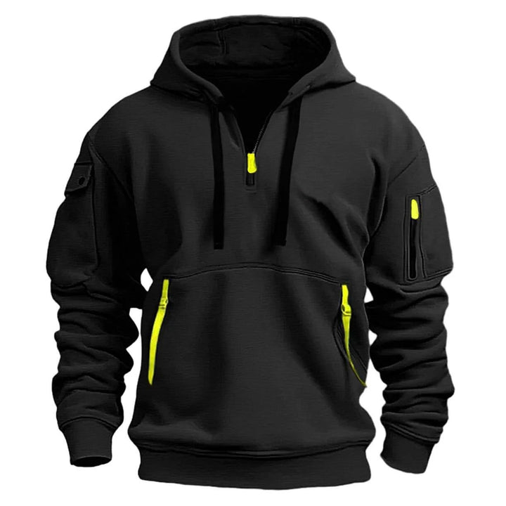 Moderne Adriano Hoodie met halve rits, effen, minimalistisch, zacht en ademend in de kleur grijs.