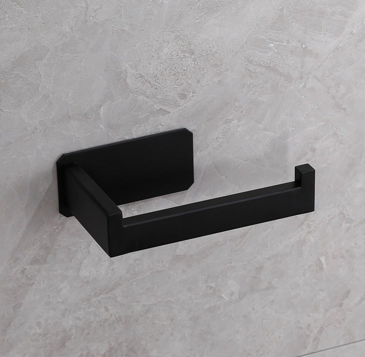 Moderne, boorvrije roestvrijstalen toiletrolhouder in zwart of zilver, ideaal voor stijlvolle badkamers.