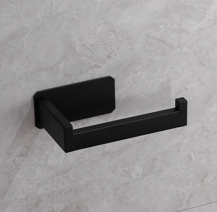 Moderne, boorvrije roestvrijstalen toiletrolhouder in zwart of zilver, ideaal voor stijlvolle badkamers.