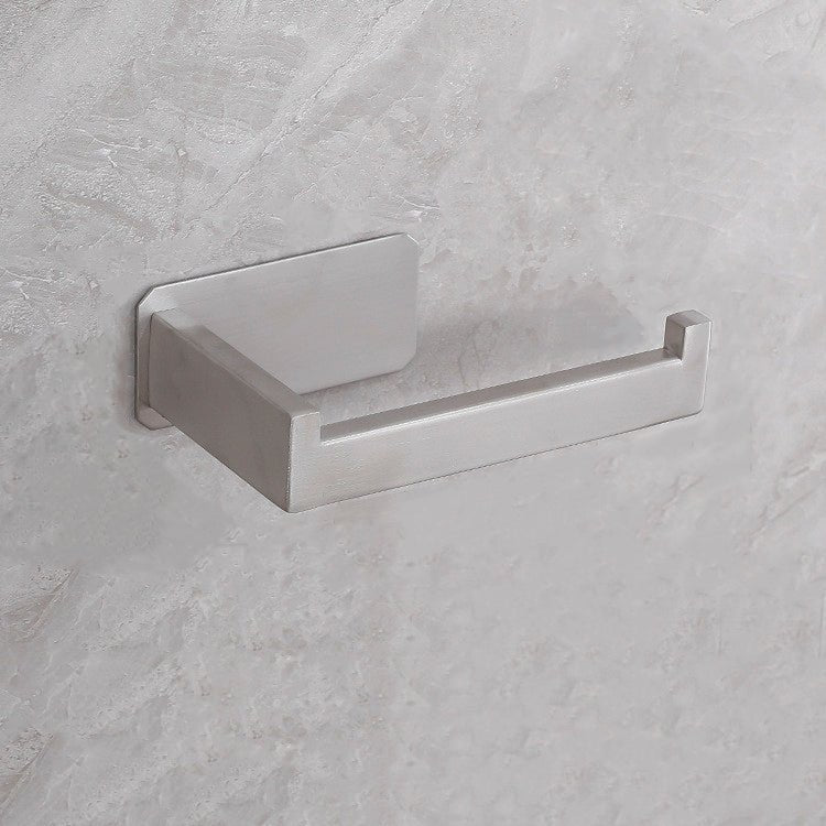 Moderne, boorvrije roestvrijstalen toiletrolhouder in zwart of zilver, ideaal voor stijlvolle badkamers.