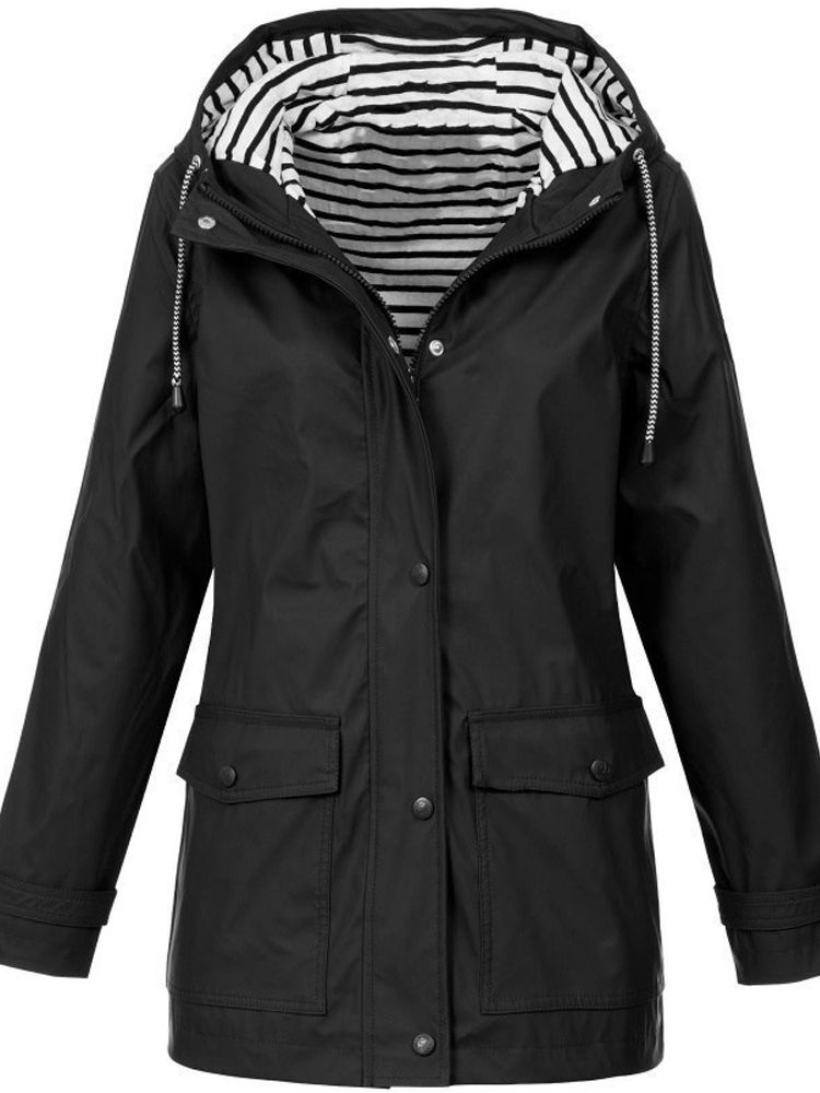 Modieuze damesjas in diverse kleuren, water- en winddicht met capuchon, ideaal voor wisselvallig weer.