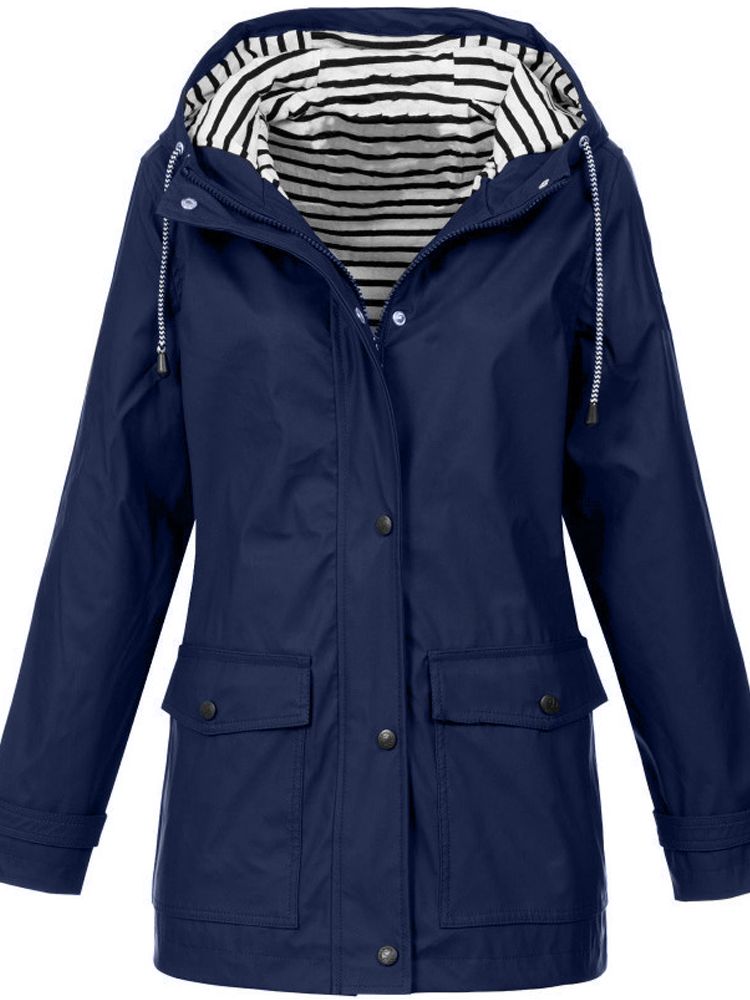 Roze damesjas, eigentijds design, beschermt tegen wind en regen, comfortabel en modieus.