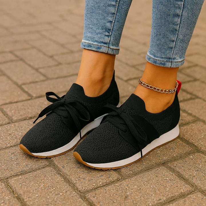 Modieuze dames sneakers in het zwart, ademend en lichtgewicht, perfect voor dagelijks gebruik en speciale gelegenheden, verkrijgbaar in diverse kleuren.