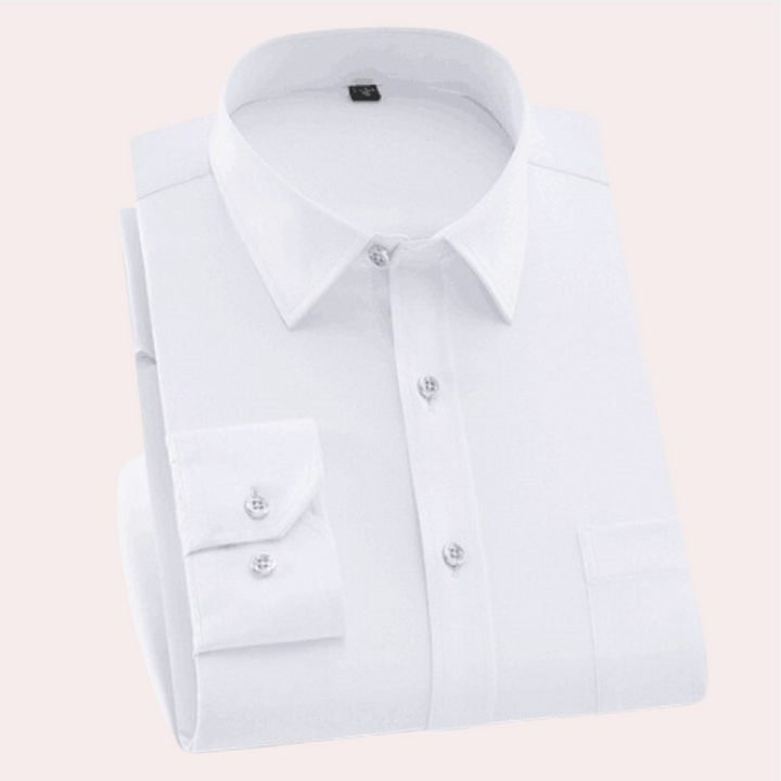 Felix kreukvrij herenoverhemd detail: comfortabele stretchstof perfect voor een stijlvolle zakelijke of casual look.