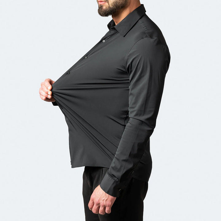 Tijdloos heren stretch overhemd in klassieke kleur, kreukvrij en ideaal voor dagelijks gebruik. Nieuwe collectie.