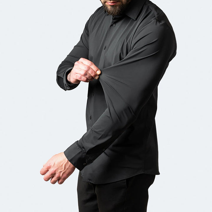 Elegant heren overhemd met stretch, anti-kreuk stof. Geschikt voor formeel en casual, maximale bewegingsvrijheid.