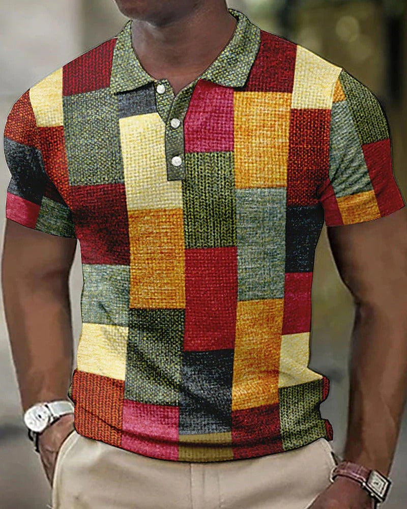 Stijlvol heren poloshirt met opvallend rasterpatroon, comfortabel en veelzijdig voor elke casual gelegenheid.