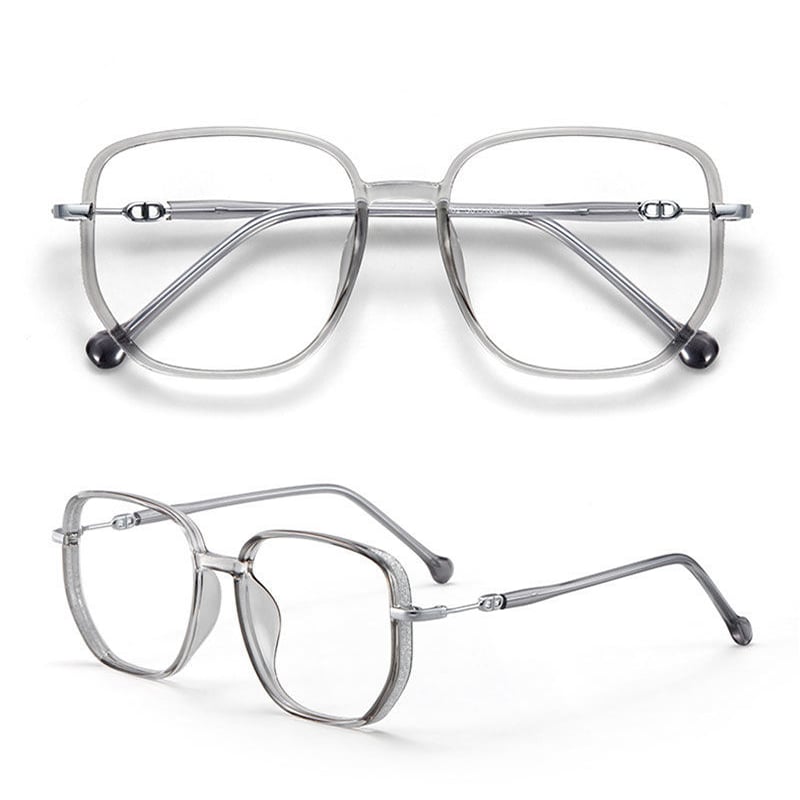Moderne unisex Livia multifocale anti-blauw licht leesbril voor dames en heren; focus op comfort en oogbescherming.