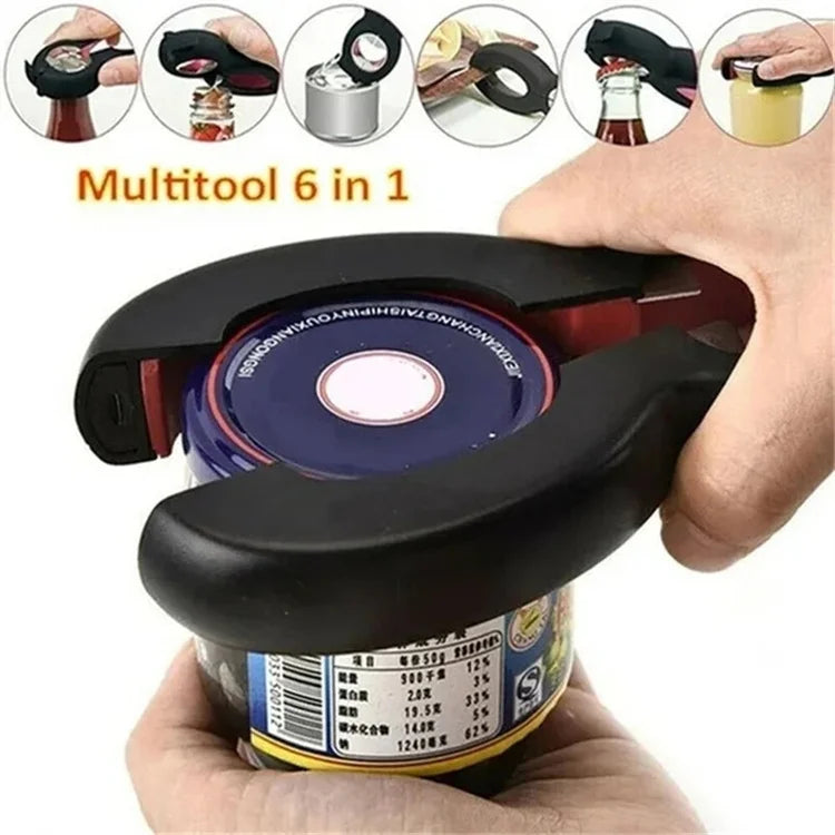 Handige potopener, speciaal voor strakke deksels. Onderdeel van de 6-in-1 multiopener, onmisbaar in de keuken.