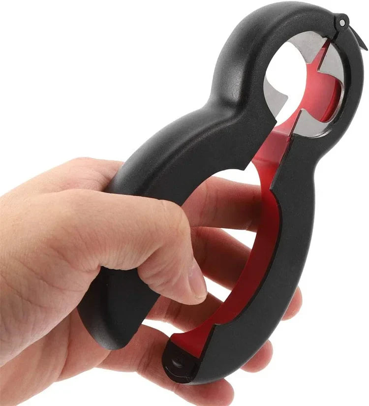 Ergonomische flesopener en blikopener, makkelijk in gebruik. Deze 6-in-1 keukenhulp opent al je dranken.