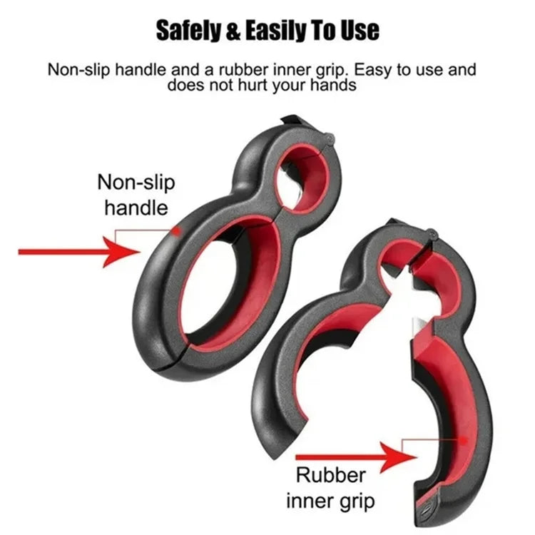 Ergonomische 6-in-1 keukenopener met antislip grip, voor het moeiteloos openen van potten & flessen. Handige keukenhulp.