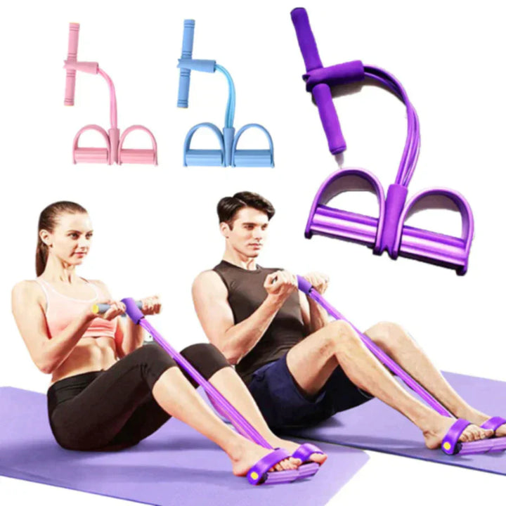 Compacte weerstandsband voor thuis sporten; ideaal voor flexibiliteit, krachttraining en full body workout.