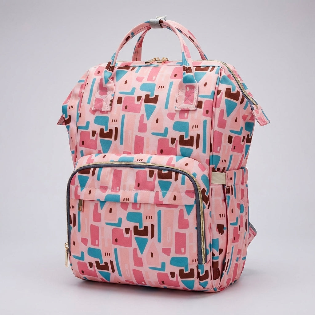 Praktische Babyluxe luiertas rugzak van polyester; perfecte reistas voor babyverzorging en luiers.