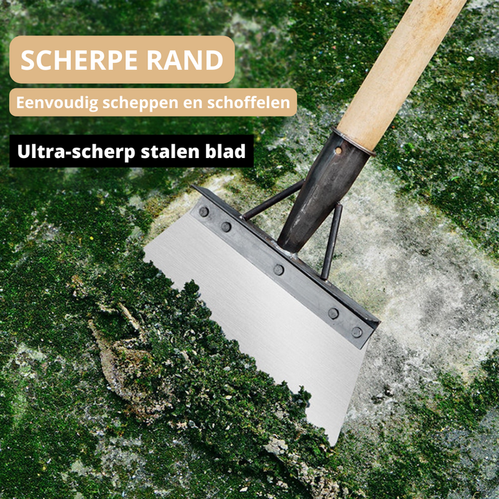 Duurzame multifunctionele tuinschep, perfect voor efficiënt onkruid wieden en grond bewerken.