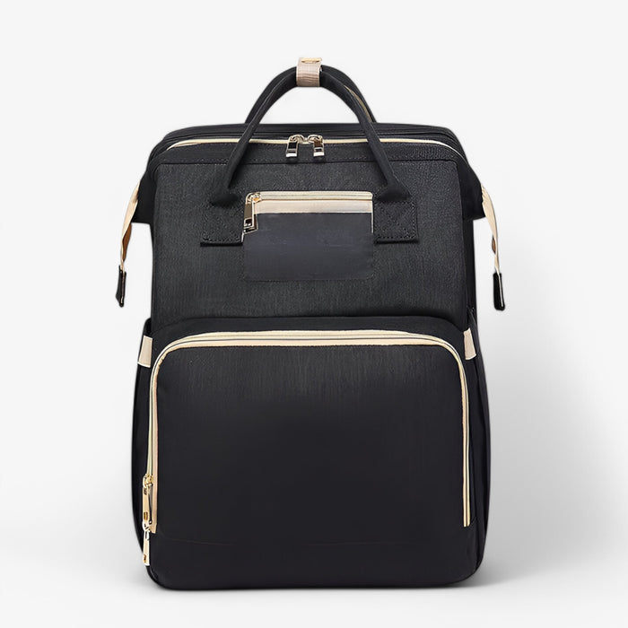 Noëlle 2-in-1: multifunctionele luiertas en compact draagbaar reiswiegje, must-have voor baby en ouders onderweg.