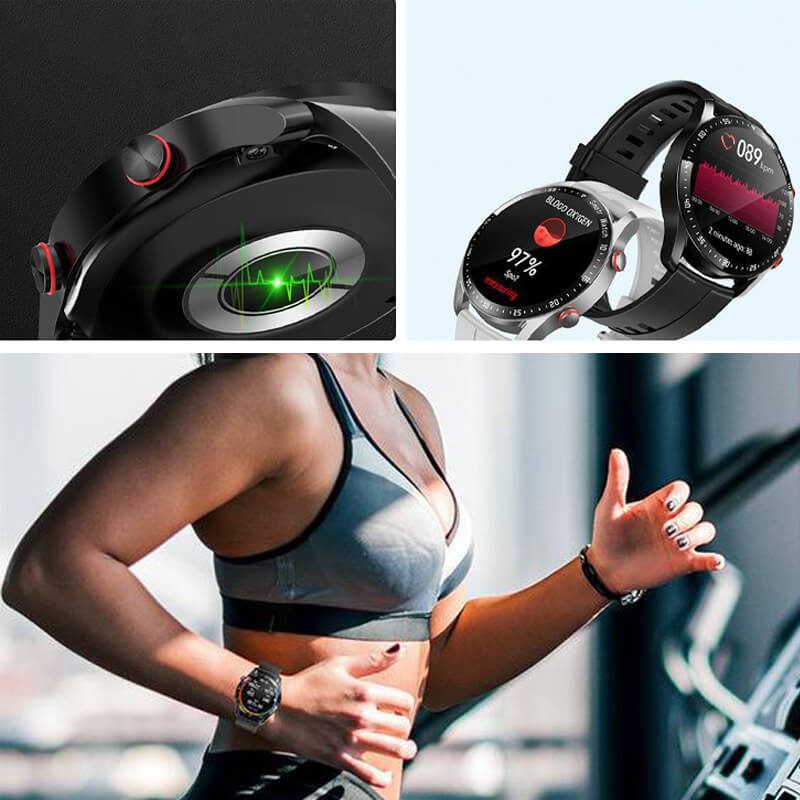 Smartwatch met 1,45-inch display, bloedsuiker- en hartmonitoring; ideaal voor gezondheidsbewuste gebruikers.
